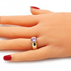 Anillo Multi Piedra 01.284.0043.06 Oro Laminado, con Zirconia Cubica Rosado, Pulido, Dorado