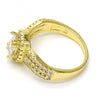 Anillo Multi Piedra 01.99.0065.09 Oro Laminado, con Zirconia Cubica Blanca y CristalBlanca, Pulido, Dorado