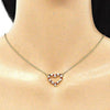 Collares con Dije 04.156.0359.1.20 Oro Laminado, Diseño de Corazon, con Micro Pave Granate y Blanca, Pulido, Dorado