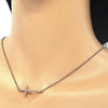 Collares con Dije 04.336.0054.1.16 Plata Rodinada, Diseño de Cruz, con Zirconia Cubica Blanca, Pulido, Oro Rosado