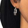 Argolla Pequeña 02.100.0073.3.20 Oro Laminado, con Cristal Negro y Blanca, Pulido, Dorado