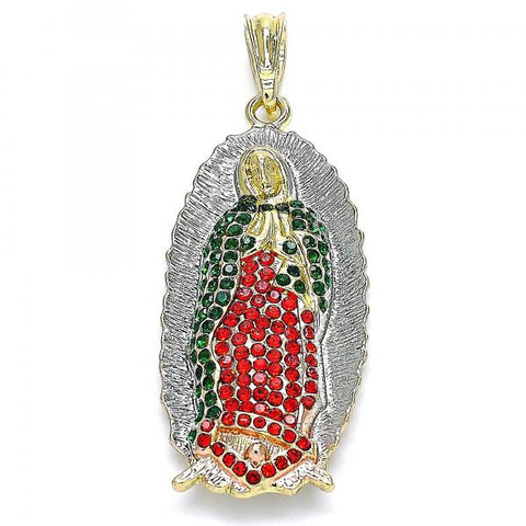 Dije Religioso 05.380.0059 Oro Laminado, Diseño de Guadalupe, con Cristal Multicolor, Pulido, Tricolor