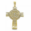 Dije Religioso 05.351.0044 Oro Laminado, Diseño de Cruz y Guadalupe, Diseño de Cruz, Pulido, Dorado