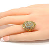 Anillo Multi Piedra 01.118.0022.08 Oro Laminado, con Micro Pave Blanca, Pulido, Dorado