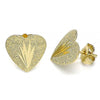 Arete Dormilona 02.100.0127 Oro Laminado, Diseño de Corazon, Diamantado, Dorado