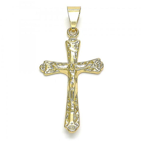 Dije Religioso 05.163.0096 Oro Laminado, Diseño de Crucifijo, Pulido, Dorado