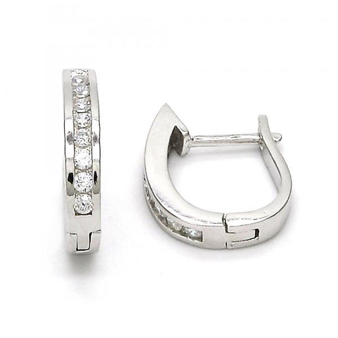 Argolla Huggie 02.291.0011.15 Plata Rodinada, con Zirconia Cubica Blanca, Pulido, Rodinado