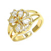 Anillo Multi Piedra 01.210.0084.1 Oro Laminado, Diseño de Flor, con Zirconia Cubica Blanca, Pulido, Dorado