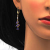 Collar y Arete 06.221.0015.2 Oro Laminado, Diseño de Flor, con Zirconia Cubica Amatista, Pulido, Dorado