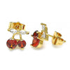 Arete Dormilona 02.387.0032 Oro Laminado, Diseño de Cereza, con Zirconia Cubica Granate y Blanca, Pulido, Dorado