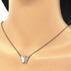 Collares con Dije 04.336.0098.1.16 Plata Rodinada, Diseño de Mariposa, con Micro Pave Blanca, Pulido, Oro Rosado