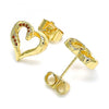 Arete Dormilona 02.156.0486.2 Oro Laminado, Diseño de Corazon, con Micro Pave Granate, Pulido, Dorado