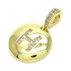 Dije Elegante 05.341.0008 Oro Laminado, Diseño de Iniciales, con Zirconia Cubica Blanca, Pulido, Dorado