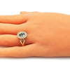 Anillo Multi Piedra 01.210.0120.2.06 Oro Laminado, con Zirconia Cubica Topacio Azul y Blanca, Pulido, Dorado