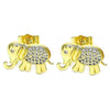 Arete Dormilona 02.284.0046.1 Oro Laminado, Diseño de Elefante, con Micro Pave Blanca, Pulido, Dorado