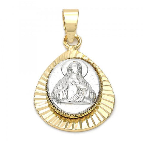 Dije Religioso 5.199.015 Oro Laminado, Diseño de Jesus, Diamantado, Dos Tonos