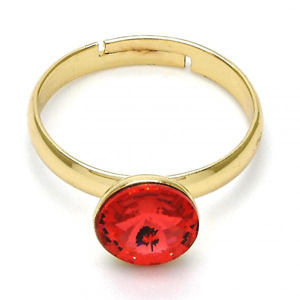 Anillo Multi Piedra 01.239.0009.6 Oro Laminado, con Cristales de Swarovski Padparadscha, Pulido, Dorado