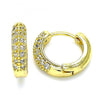 Argolla Huggie 02.381.0010.1.12 Oro Laminado, con Micro Pave Blanca, Pulido, Dorado