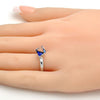 Anillo Multi Piedra 01.239.0003.2 Rodio Laminado, con Cristales de Swarovski Bermuda Blue, Pulido, Rodinado