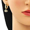 Argolla Huggie 02.210.0513.15 Oro Laminado, Diseño de Ojo Griego, con Zirconia Cubica Negro y Micro PaveBlanca, Pulido, Dorado