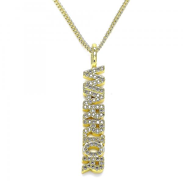 Collares con Dije 04.313.0022.20 Oro Laminado, con Micro Pave Blanca, Pulido, Dorado