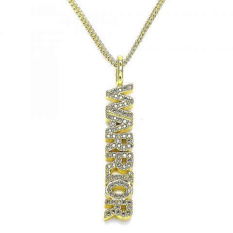 Collares con Dije 04.313.0022.20 Oro Laminado, con Micro Pave Blanca, Pulido, Dorado