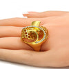 Anillo Multi Piedra 01.241.0056.07 Oro Laminado, Diseño de Espiral, con Cristal Blanca, Pulido, Dorado