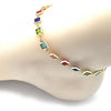 Tobillera Elegante 03.326.0002.1.10 Oro Laminado, con Zirconia Cubica Multicolor, Pulido, Dorado