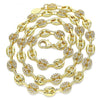 Gargantilla Elegante 04.63.1407.24 Oro Laminado, Diseño de Puff Mariner, con Micro Pave Blanca, Pulido, Dorado
