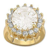 Anillo Multi Piedra 5.176.054.07 Oro Laminado, Diseño de Cluster, con Zirconia Cubica Blanca, Pulido, Dorado