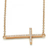 Collares con Dije 04.336.0054.1.16 Plata Rodinada, Diseño de Cruz, con Zirconia Cubica Blanca, Pulido, Oro Rosado