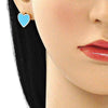Arete Dormilona 02.213.0218.1 Oro Laminado, Diseño de Corazon, Esmaltado Azul, Dorado