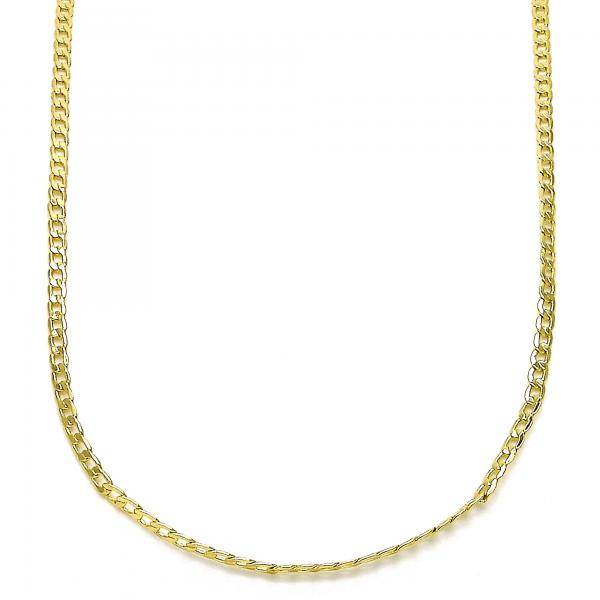 Gargantilla Básica 5.222.008.20 Oro Laminado, Diseño de Cubana, Pulido, Dorado