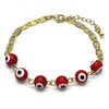 Pulsera Elegante 03.63.2071.1.07 Oro Laminado, Diseño de Ojo Griego, Pulido Rojo, Dorado