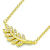 Collares con Dije 04.336.0088.2.16 Plata Rodinada, Diseño de Oja, con Zirconia Cubica Blanca, Pulido, Dorado