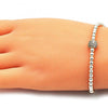 Pulsera Bolo Ajustable 03.299.0081.1.10 Oro Laminado, Diseño de Bola, con Micro Pave Blanca, Pulido, Dorado