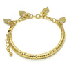 Pulsera de Dije 03.63.1827.08 Oro Laminado, Diseño de Buho y Hueco, Diseño de Buho, con Cristal Blanca, Diamantado, Dorado