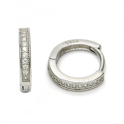 Argolla Huggie 02.175.0075.15 Plata Rodinada, con Micro Pave Blanca, Pulido, Rodinado