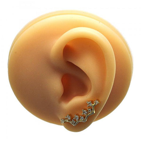 Arete Orejera 02.210.0725 Oro Laminado, con Zirconia Cubica Blanca, Pulido, Dorado