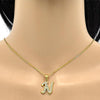 Collares con Dije 04.238.0012.18 Acero Inoxidable, Diseño de Iniciales y Rolo, Diseño de Iniciales, con Cristal Blanca, Pulido, Dorado