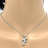 Collares con Dije 04.238.0005.1.18 Acero Inoxidable, Diseño de Iniciales y Rolo, Diseño de Iniciales, con Cristal Blanca, Pulido, Acero