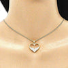 Collares con Dije 04.156.0381.20 Oro Laminado, Diseño de Corazon, con Micro Pave Blanca, Pulido, Dorado