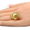 Anillo Multi Piedra 01.241.0016.07 Oro Laminado, Diseño de Gota, con Cristal Blanca, Pulido, Dorado