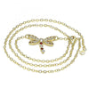 Collares con Dije 04.156.0441.1.18 Oro Laminado, Diseño de Libelula, con Micro Pave Granate y Blanca, Pulido, Dorado