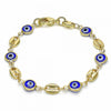 Pulsera Elegante 03.326.0012.2.06 Oro Laminado, Diseño de Ojo Griego, Resinado Azul, Dorado