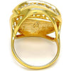 Anillo Multi Piedra 01.241.0013.08 Oro Laminado, Diseño de Llave Griega, con Cristal Blanca, Pulido, Dorado