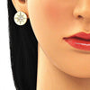 Arete Dormilona 02.210.0430 Oro Laminado, con Micro Pave Blanca, Pulido, Dorado