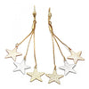 Arete Largo 5.106.001 Oro Laminado, Diseño de Estrella, Mate, Tricolor