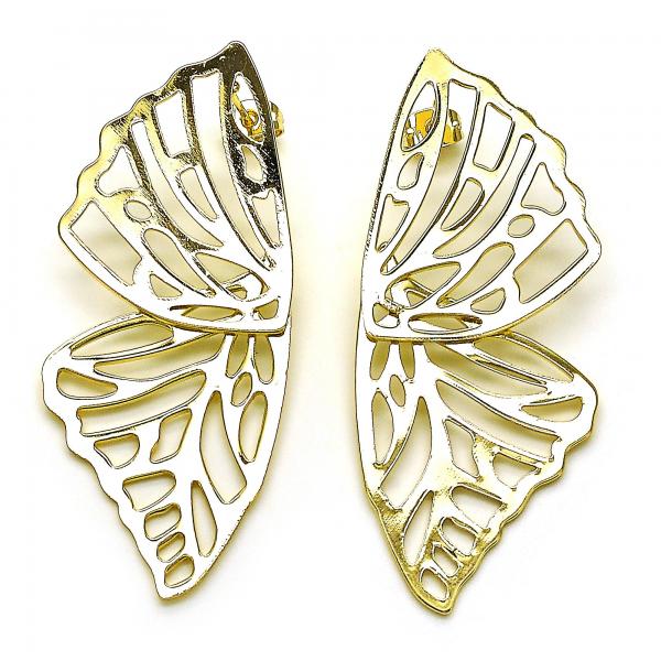 Arete Dormilona 02.213.0418 Oro Laminado, Diseño de Mariposa, Pulido, Dorado
