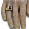 Anillo de Hombre 01.266.0016.1.12 Oro Laminado, con Zirconia Cubica Negro y Blanca, Pulido, Dorado
